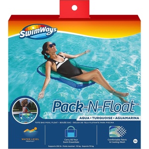 image:imageSwimWays PackNFloat 2in1 Pool Chair and Tote Bag Blue Palm