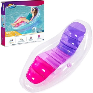 image:imageSwimways Dry Float Lounger Pool Float Translucent Inflatable Recliner Chair for Adults with Fast Inflation Foot Rest amp Cup Holder
