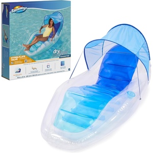image:imageSwimways Dry Float Shadester Pool Float Translucent Inflatable Recliner Chair for Adults with Fast Inflation Canopy Foot Rest amp Cup Holder