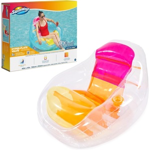 image:imageSwimways Dry Float Socializer Pool Float Translucent Inflatable Recliner Chair for Adults with Fast Inflation Cup Holder amp Back Rest  EyeCatching Colorful Translucent Design Features Fast Inflation for Easy Use BuiltIn Cup Holder and Back Rest